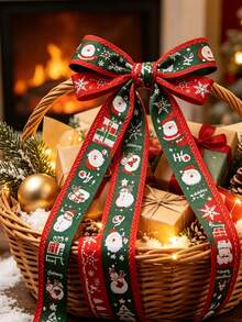 Christmas Ribbon DIY Bow Gift Wrapping Christmas Scene Woven Ribbon Party Colorful Ribbon - Multicolor - View 7