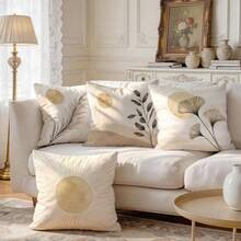 4pcs/1pc Bohemian Plant & Sun Pattern Pillow Covers, Single-Sided Print Cushion Cases, Suitable For Living Room, Bedroom, Home Decor, All-Season Use - Multicolor - View 2