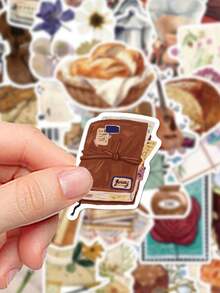50pcs Vintage Retro Object Stickers For Scrapbooking, Planner, Notebook, Greeting Cards, Envelopes, Guitar, Skateboard, Diary, Luggage, Refrigerator, Window Display, Wardrobe, Holiday Birthday Gift, Study Reward Sticker Decals - Vintage Antique - View 4
