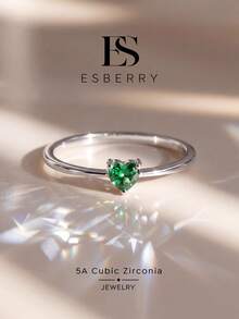 ESBERRY 1pc Jade Ring, Women's Eternal Ring, Luxury Exquisite Jewelry Gift - Silver - View 1