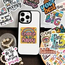 Positive Inspirational Stickers, Motivational Quotes Waterproof Stickers, Self-Affirmation Floral Text Stickers, Suitable For Journals, Water Bottles, Laptops, Luggage, Scrapbooks, Back To School Essentials - A - View 2