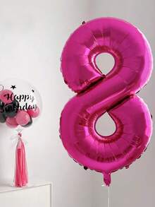 1pc/2pcs 40 Inch Large Number Balloon Rose Red Foil Large Number Balloon Suitable For Birthday Party Supplies Decoration Outdoor Photo Props - 40 Inch Rose Red Digital - View 4