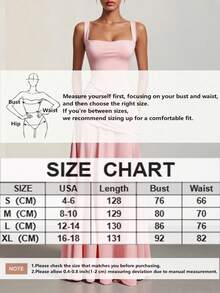 Women's Elegant Pink Square Neck Sleeveless Ruched Drop Waist Flowy A-Line Maxi Dress For Evening Party Wedding Guest Chic - Pink - View 7