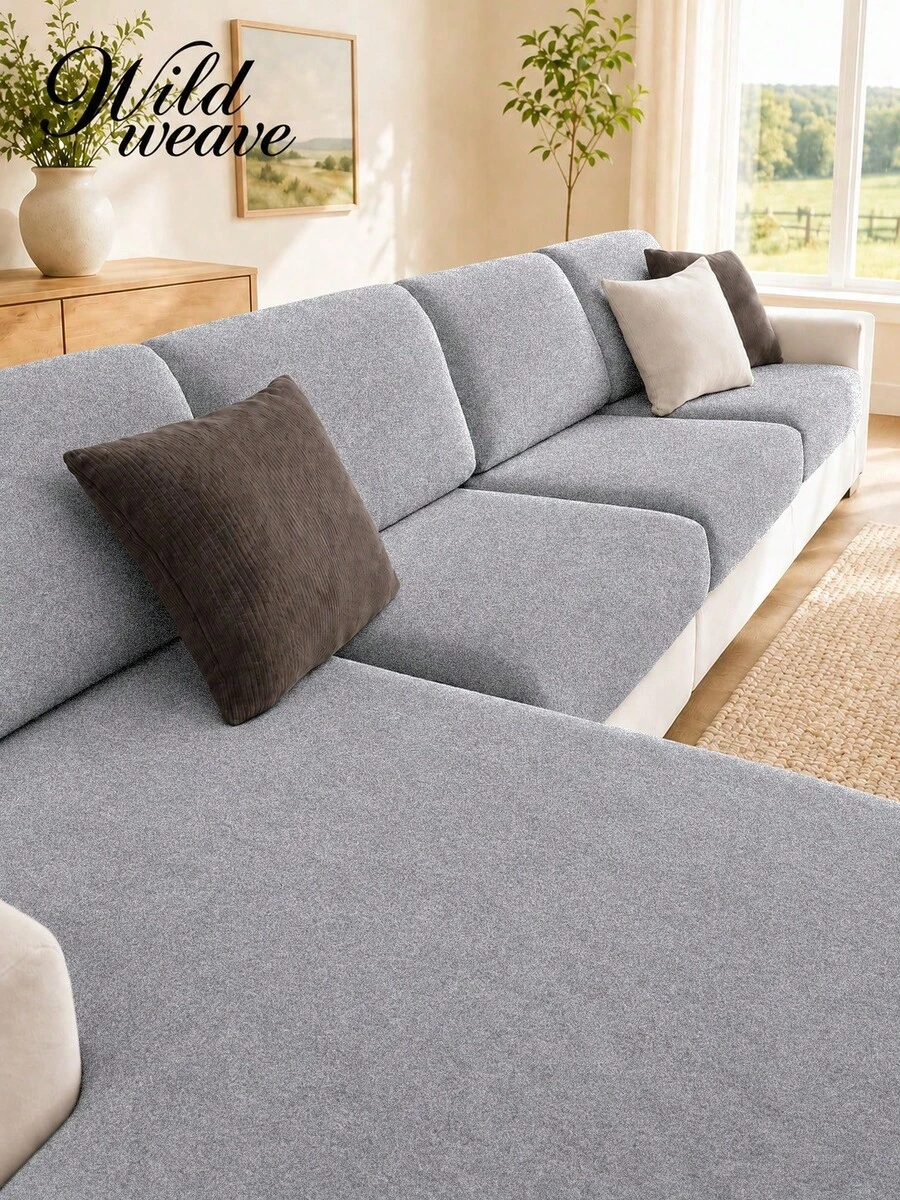 1 pieza Funda de cojín de asiento de sofá de unicolor minimalista y moderno de seda de leche elástica, adecuada para todas las estaciones