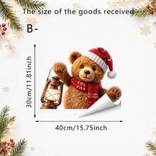 1/2pcs Christmas Window Stickers, PVC Static Cling Removable, Peeking Teddy Bear Glass Window Decals, Suitable For Windows And Doors, Cute Snowy Christmas Window Decor - Multicolor - View 12