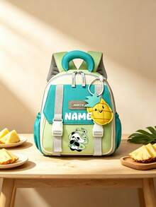 1pc Personalized Customized Backpack, Fashionable And Cute Panda Theme Print, Zipper Closure Nylon Material, Paired With 3D Fruit Charm, Adjustable Shoulder Straps, Hand-Carry, Suitable For School, Commuting, Shopping, Daily Use. Birthday Gift. - Multicolor - View 4