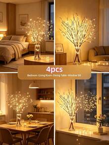 2/4pcs Battery Operated LED Branch Lights 2/4Pcs, 20 LEDs Per Artificial Tree Twig, Realistic Vase Fillers Light, Room Decor, Christmas Decorations, Christmas Decor Home, Christmas House Decor, Halloween Decorations, Bedroom Bedside Table Lamp - 20-light Branch String Lights - View 11