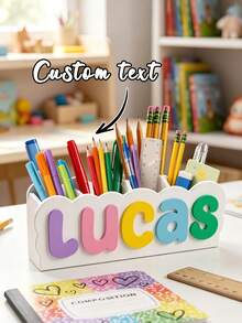 Personalized Name Pencil Holder, Custom 3DPrinted Desk Organizer, Back To School Gifts - Multicolor - View 2