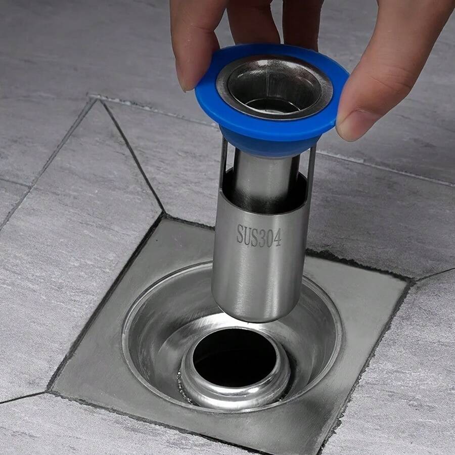 1pc Stainless Steel Anti-Odor Anti-Insect Backflow Prevention Drain Core, With Quick Drain Valve And Removable Hair/Jewelry Collector, Suitable For Sink, Bathtub, Shower, Drain Outlet, Applicable To Plumbing System - Blue - View 1