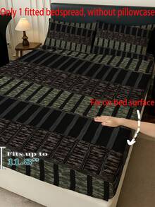 1PC Vintage Distressed Striped Print Fitted Sheet (Fitted Sheet Only, No Pillowcase), Soft Bedroom Bedding, Suitable For Bedroom, Guest Room, School Dormitory, Easy To Remove And Machine Washable All Season Mattress Protector - Multicolor - View 3