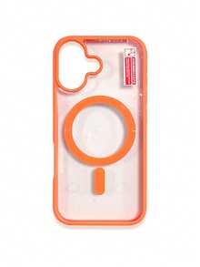 1pc 5-Style Optional Contrast Border Magnetic Large Window Transparent Phone Case, Ins Minimalist Phone Case, Built-In Magnetic Ring Supports Wireless Charging; Covers, A Style Transparent Border / B Style Light Pink Border / C Style Vibrant Orange Border / D Style Classic Black Border / E Style Light Gray Border, Raised Lens Full Coverage Anti-Drop Soft Shell, Minimalist Versatile Fashion Phone Case, Suitable For Personal Use, Birthday Gift Choice; Compatible With IPhone Case - Multicolor - View 57