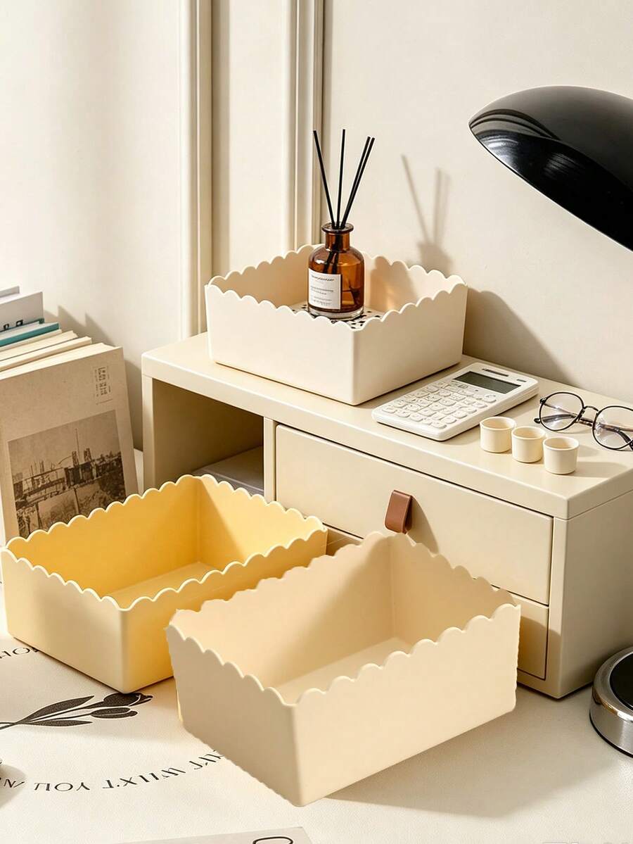 Multi-Layer Dust-Proof Desktop Organizer Box, Stationery & Cosmetics Storage Box For Vanity, Entryway, Drawer-Style - Multicolor - View 1