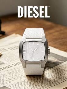 Diesel DZ1449 Stylish Men's Gift Wrist Watch, Distinct Square Shape 5BAR Water Resistant Casual Daily Wristwatch - White - View 7
