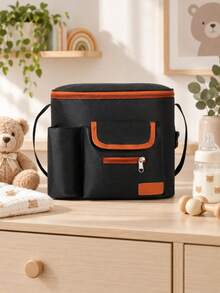 Baby Stroller Organizer Bag, Large Capacity Baby Carriage Storage Bag, Multi-Functional Zipper Main Compartment With Front Pocket Design, Simple Portable Durable, Convenient For Storing Baby Bottles, Tissues, Diapers And Personal Items - Multicolor - View 4