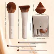 BS-MALL Small Size Makeup Brushes Powder Puff Set Mini Full Complete Function Cosmetic Brushes Kit With Makeup Puff - Apricot - View 7