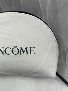 Lancôme White Shell Shaped Makeup Bag Polyester Embossed Fabric Black Printed Logo Zipper Portable Travel Toiletry Storage Bag Large Capacity Cosmetic Organizer Elegant Luxury Women Gift - White - View 6