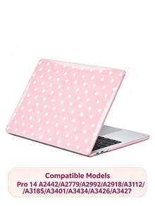 Pink & White Polka Dot Hard Shell Laptop Protective Case, Compatible With MacBook Air Pro, Cute Polka Dot Pattern PC Hard Shell Shockproof & Scratch-Resistant Laptop Protective Case, Fits 13 14 15 16 Inch - View 14