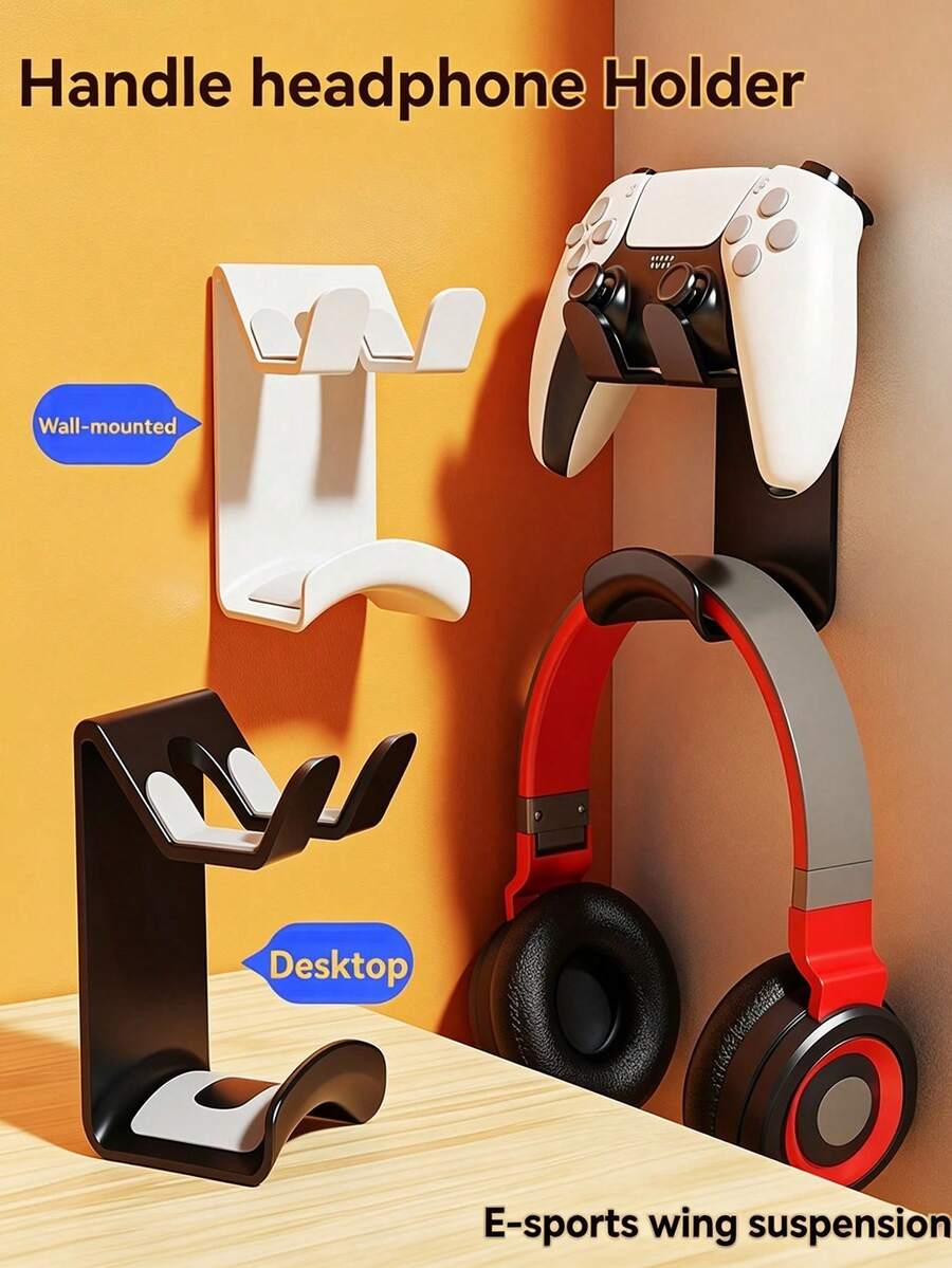 Dudukan Headphone dan Pengontrol Game 2-in-1 Tanpa Pengeboran yang Dipasang di Dinding, Stand Headset Universal dengan Kait Penyimpanan, Pengatur Meja Gaming Hemat Ruang, Perlengkapan Rumah Tangga, Hadiah Natal Sempurna untuk Gamer - MultiWarna - View 1