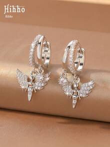 Hihho 2pcs/Set Luxury Style Angel Wing Ear Cuff Earrings, Atmospheric Women's Earrings Suitable For Dating, Commuting, Party Wear - Angel - View 6