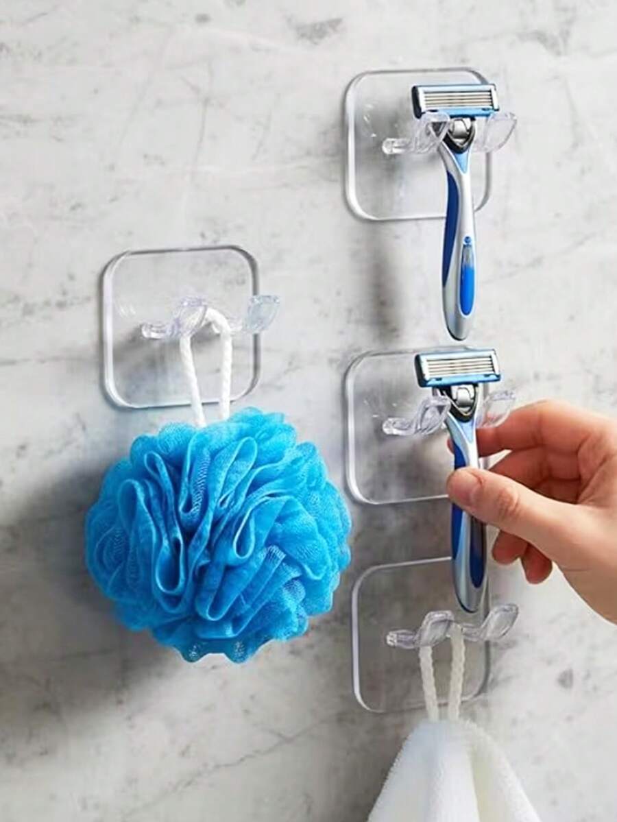 2026 New Shower Razor Holder (1pc) Self-Adhesive Razor Hook, Removable And Reusable, Suitable For Wall, Bath Sponge Hook, Towel Accessory, Ideal For Bathroom, Kitchen, Guest Room, Spring, Easter, Labor Day, Father's Day Gift - Multicolor - View 1