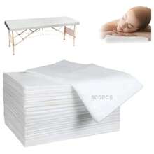 100pcs Disposable Bed Sheets, Breathable, Waterproof, Oil-Proof, Disposable Fitted Sheets, White - White - View 1