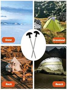 3PCS.6PCS. Spiral Tent Peg Hook Set | T-Handle Screw Tent Stakes With Guy Ropes And Hooks - Multicolor - View 11