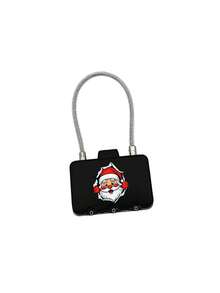 Steel Wire Rope Combination Padlock, Christmas Theme Pattern, Mini Digital Combination Lock, Portable Combination Lock, Anti-Theft Password Padlock, Suitable For Luggage, Storage Boxes, Storage Containers, Great Gift Choice For Halloween, Thanksgiving - Black - View 12