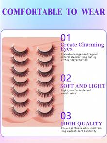 7Pairs Manga Lashes, Wispy Anime False Eyelashes Natural Look, Fluffy Spiky Doll Eyelashes - Black - View 2