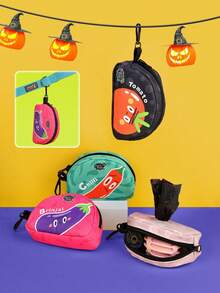 1pc Dog Accessories, Dog Pendant Combination, Pink Vegetable Cartoon Pattern Storage Bag Poop Bag Dispenser Gift For Boyfriend, Ideal Camping Accessories For Pet Owners, Can Connect To Leash, Leash And Poop Bags Not Included - Multicolor - View 10