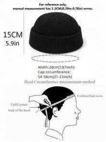 1pc Solid Color Casual Knit Fabric Beanie Hat Autumn Winter Essential Skull Cap Warm Unisex Couple Gift - A - View 2