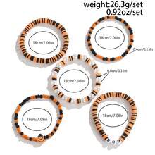 5pcs Gothic Halloween Atmosphere Layered Bracelet Set, BOO Letter Pumpkin Element, Black & Orange Faux Pearl Hand Jewelry, Great Gift Item - Multicolor - View 10