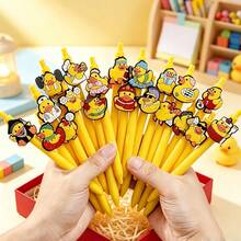 Cute Cartoon Yellow Duck Retractable Pens, Funny Assorted Duck Character Decorative Clip Pens,Black Ink Writing Pens, School Office Supplies - Multicolor - View 1
