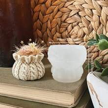 CUBULO 1件針織毛衣花盆黏土矽膠模具，3D針織紋理立體雕塑，節日禮物，DIY手工針織風格花盆裝飾製作模具，適合DIY手工愛好者、溫馨美學愛好者與聖誕手工禮物製作者 - 針織毛衣花盆矽膠模具 - 查看 6