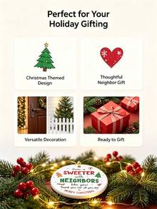 Christmas Acrylic Hanging Ornament, Round Neighbor Thank You Letter Printed Tree Decor, Holiday Pendant Decoration, Suitable For Christmas Tree, Door, Fence Decoration, Warm Neighbor Gift, Create Relaxed Holiday Atmosphere - Multicolor - View 9