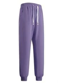 1 buah celana training kasual pria, potongan longgar, cocok untuk jogging, aktivitas di rumah dan luar ruangan, dengan tali serut di pinggang yang dapat disesuaikan. - Purple - View 3