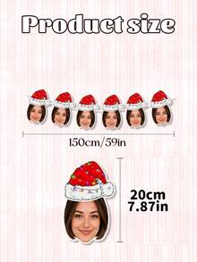 8/16/24pcs Personalized Christmas Face Wreath, Customized Photo Banner, Christmas Hat Face Flag, Fun Holiday Party Decoration, Home Christmas Decor, Fireplace Hanging Flag, Christmas Gift - Multicolor - View 3