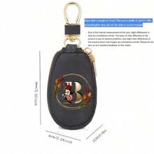 Floral Wreath Letter A-Z Car Key Holder, Mini Car Key Storage Bag, PU Leather Keychain Wallet, Zipper Pouch, Car Key Organizer, Car Keychain, Unisex Gift - Multicolor - View 5