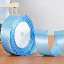 1 Roll 22m Blue Ribbon Handmade Rose Ribbon, 22m Long Polyester Ribbon Packaging Ribbon, Home Decor, Scene Decoration, Theme Party Decoration - Blue - View 8