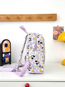 Disney 1pc Minnie Mouse Patch Mini Backpack, Colorful Leopard Print School Daypack, Multi-Pocket Casual Rucksack, Suitable For Girls/Students/Teenagers/Young People/Fans, Perfect For Back To School/Daily Outings/Shopping - Multicolor - View 8