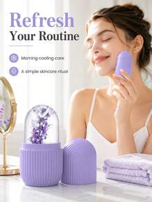 1pc Silicone Ice Face Roller Mold, Facial Cooling Massage Tool, DIY Ice Cube Massager For Face, Eyes & Jawline, Compact Freezer Beauty Tool For Morning Routine, Home Spa Gift For Women & Men - Multicolor - View 9