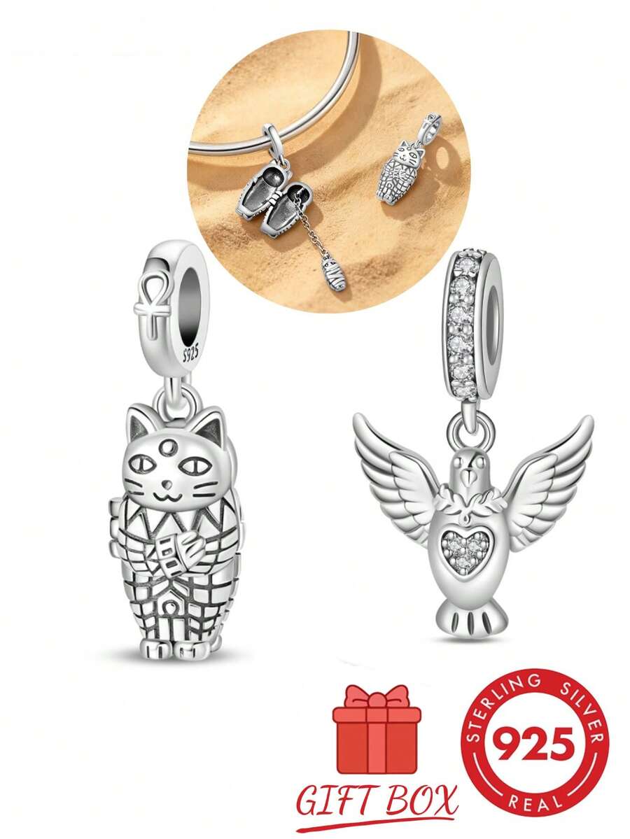 1pc S925 Sterling Silver Vintage Egyptian Style Pendant Bead, Pharaoh ...