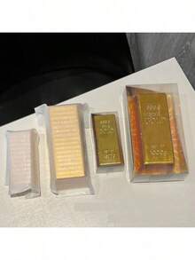 1pc Gold Bar Model Ornament, PVC Transparent Gift Box Plastic Hollow Gold Brick, Holiday Creative Decoration, Photo Prop, Miniature Model Ornament, Home/Window Display Ornament, Holiday/Birthday Gift - Multicolor - View 7