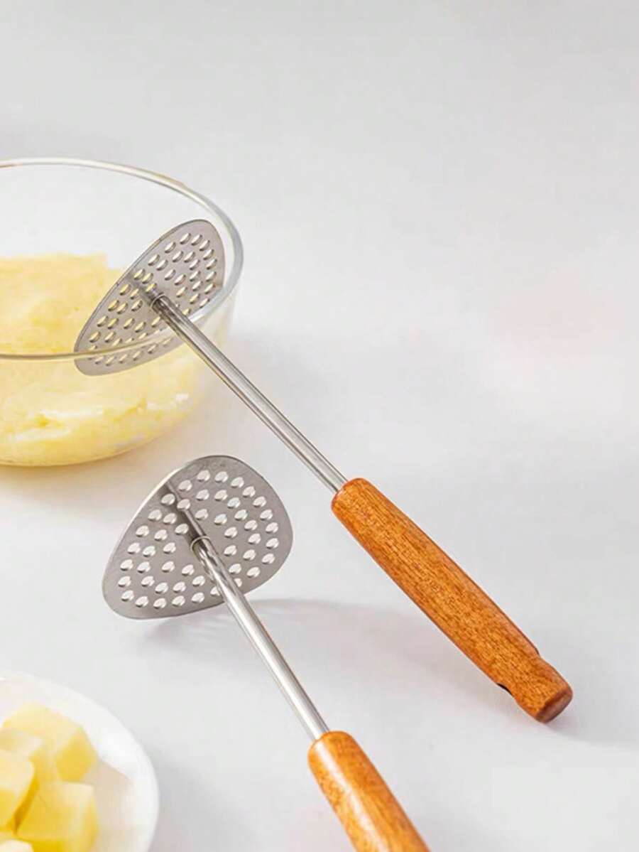 Stainless Steel Potato Masher, Taro Mash Press, Baby Food Crusher, Food Mashing Tool - Brown - View 1