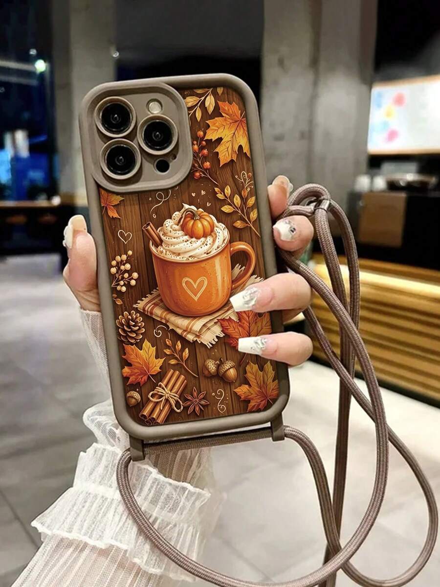 New Maple Leaf Painted Grooved Crossbody Nail Phone Case, High-End Color Block Brown, Thickened Anti-Drop Protective Case, Suitable For IPhone 18, 18 Pro Max, 17, 17 Pro Max, 16/IP16 Pro/IP16 Pro Max/ 16 Plus/14 Pro Max, Dual Nail Hole Protective Case, Detachable Nail Strap Phone Case Compatible With Iphone 15 Pro Max/13 Pro Max/14/7 Plus/12 Pro Max, Soft Silicone Beige 11 Backpack Style Adjustable Nail Strap Phone Case Outer Shell Protective Cover - Multicolor - View 1