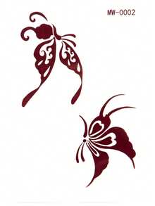 3 Sheets Matte Waterless Temporary Tattoo Stickers, Long Lasting Henna Style Brown Butterfly Fake Tattoos, Body Art Stickers For Chest Shoulder Party Festival - Brown - View 9