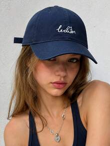1pc Women's Embroidered Letter Baseball Cap, Minimalist Curved Brim Adjustable Back Buckle Hat, Lightweight All-Season Casual Hat, Suitable For Travel And Daily Wear - A - View 6