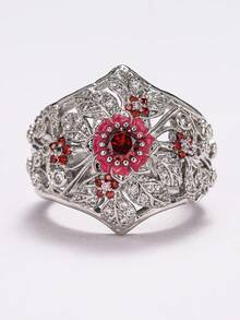1pc Charming Cubic Zirconia Ring Women Wedding Engagement Party Jewelry Valentine's Day Gift - 1# - View 7