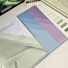5pcs Vibrant Gradient L-Shaped Folders, Durable Material, Large Capacity Exam Paper Organizer, Suitable For School Supplies, Office And Home - Multi-color - View 1