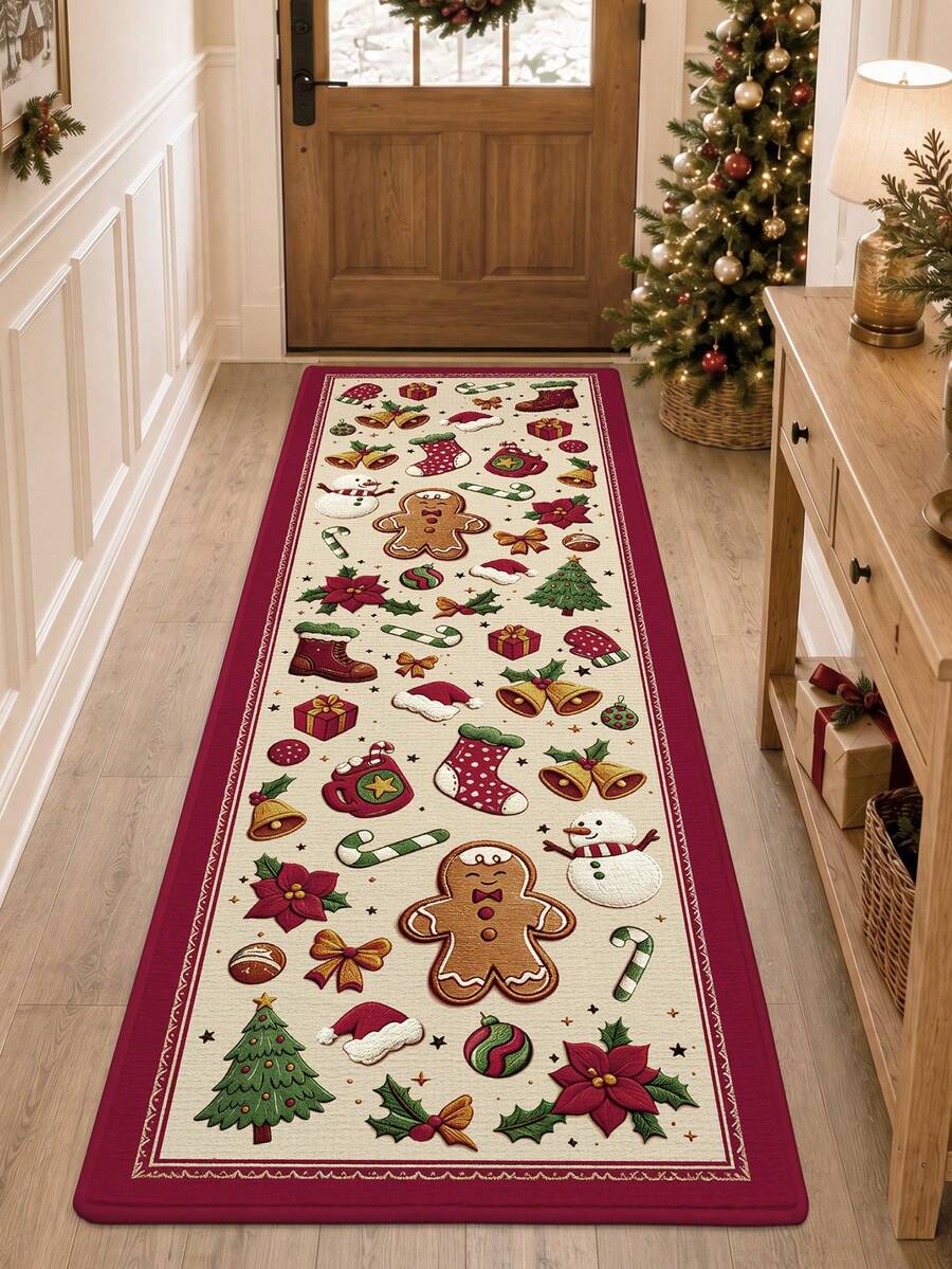 1 buah Karpet Panjang Natal, Alas Dapur, Alas Lantai Panjang Cocok untuk Kamar Mandi, Dapur, Luar Ruangan, Lorong, Kamar Tidur, Ruang Tamu, Aksesori Karpet yang Dapat Dicuci dengan Mesin, Alas Pintu Masuk yang Mudah Dibersihkan, Karpet Anti Selip Kamar Tidur, Dekorasi Rumah Musim Gugur - MultiWarna - View 1