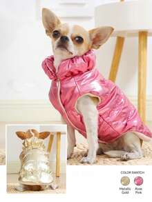 1pc Autumn/Winter Warm Pet Jacket Fashion Thicken Dog Clothes Outdoor Windproof Pet Coat Suitable For Puppy Small Dogs - Multicolor - View 2